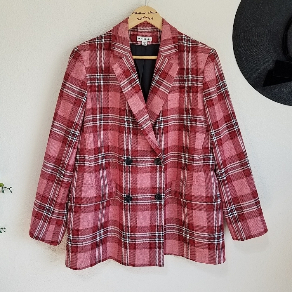 Whistles Plaid Double-Breasted Blazer-NWOT